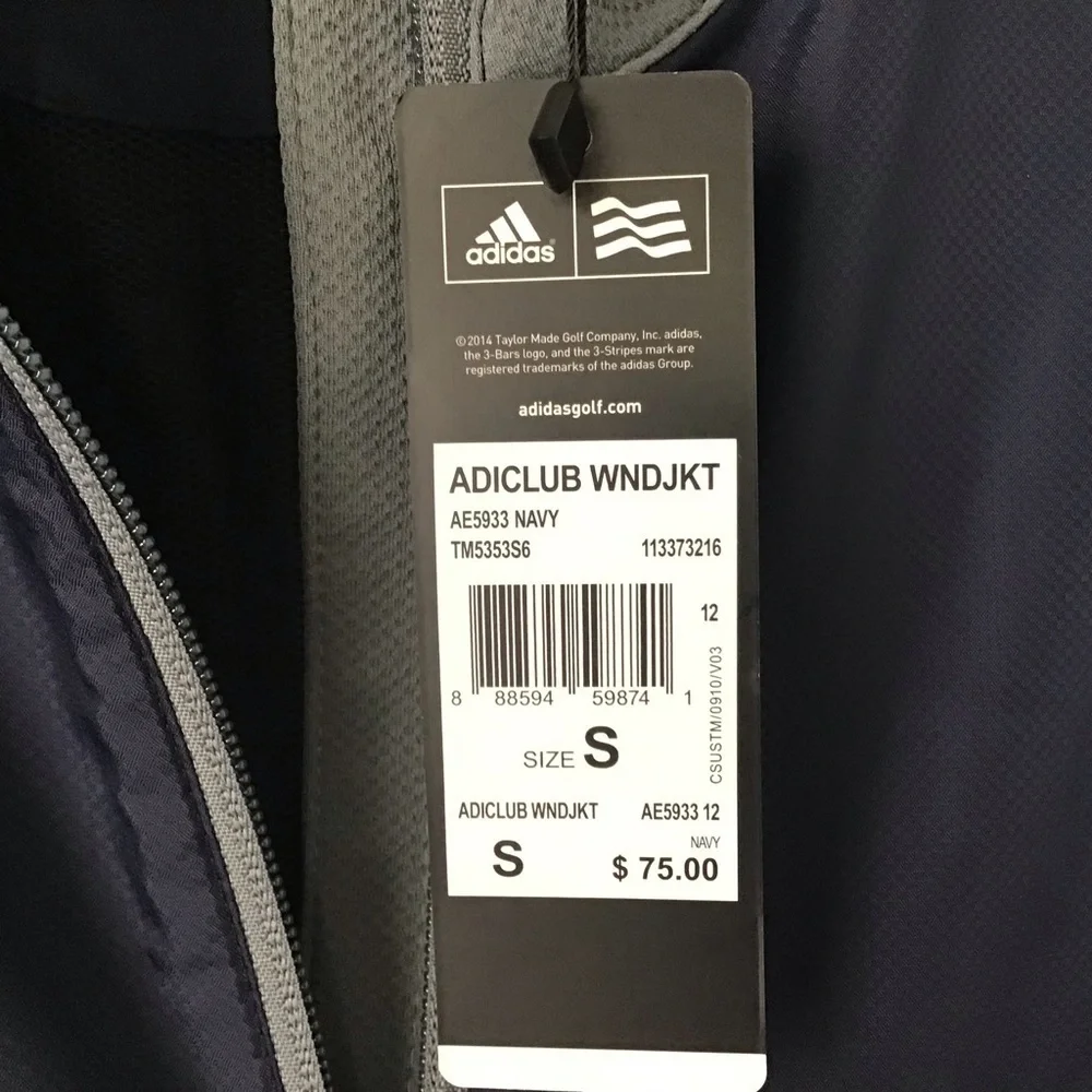 Men's Adidas Navy Golf Club Windbreaker Jacket NWT